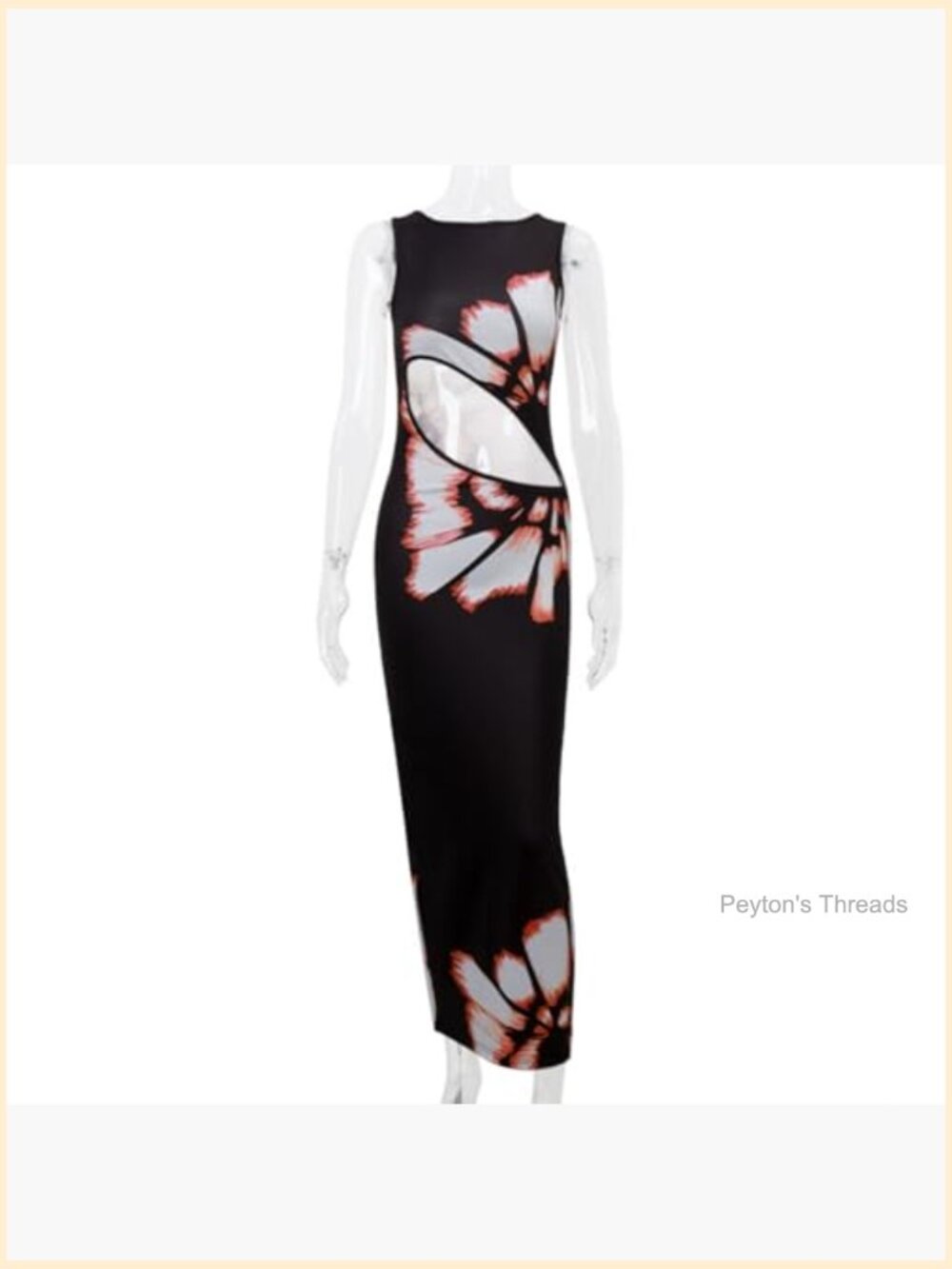 Sleeveless Snake Print Maxi Dress Hollow Out High Slit Bodycon Evening Gown - Picture 4 of 7